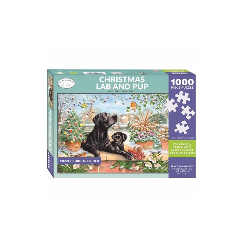 Otter House Christmas Lab & Pup Jigsaw Puzzle (1000 Pieces)