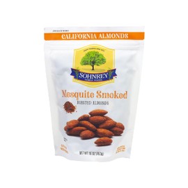 Mesquite Smoked Almonds (16oz) Steam Pasteurized Smoky Savory Roasted Seasoned Nut Snacks from the Sohnrey Family Farm