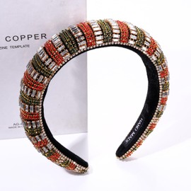 VERSAINSECT Headband Crystal Rhinestone Headbands for Women Red Green Beaded Beaded Embellished Hairband Wide Bejewelled Velvet Headband Christmas Hair Accessory Holiday Party Gifts (Christmas 2)