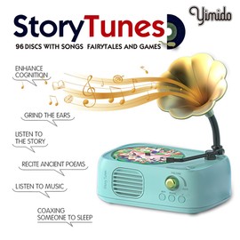 Kids Phonograph Toddler Record Player， with 96 Learning Cards, Early Education Machine Record Player Music Box Storyteller pop Speakers, Gift for Boys and Girls