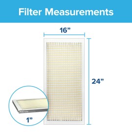 Filtrete 16x24x1 Furnace Air Filter MPR 300 MERV 5, Clean Living Basic Dust, 6-Pack (exact dimensions 15.81 x 23.81 x 0.8)