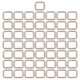 Metal Rectangle Ring Buckles Square Strap Webbing Belt Rings for Bag Purse Non Welded 5/8 x 1/2 Inch, Silver, Pack of 50