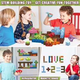Magnetic Building Blocks, Pack of 205 Dinosaur Toy, Magnetic Building Blocks, Build 3D Dinosaur World Adventure Magnetic Game Children's Toy Gifts for Boys Girls from 3 4 5 6 7 9 10-12 Years