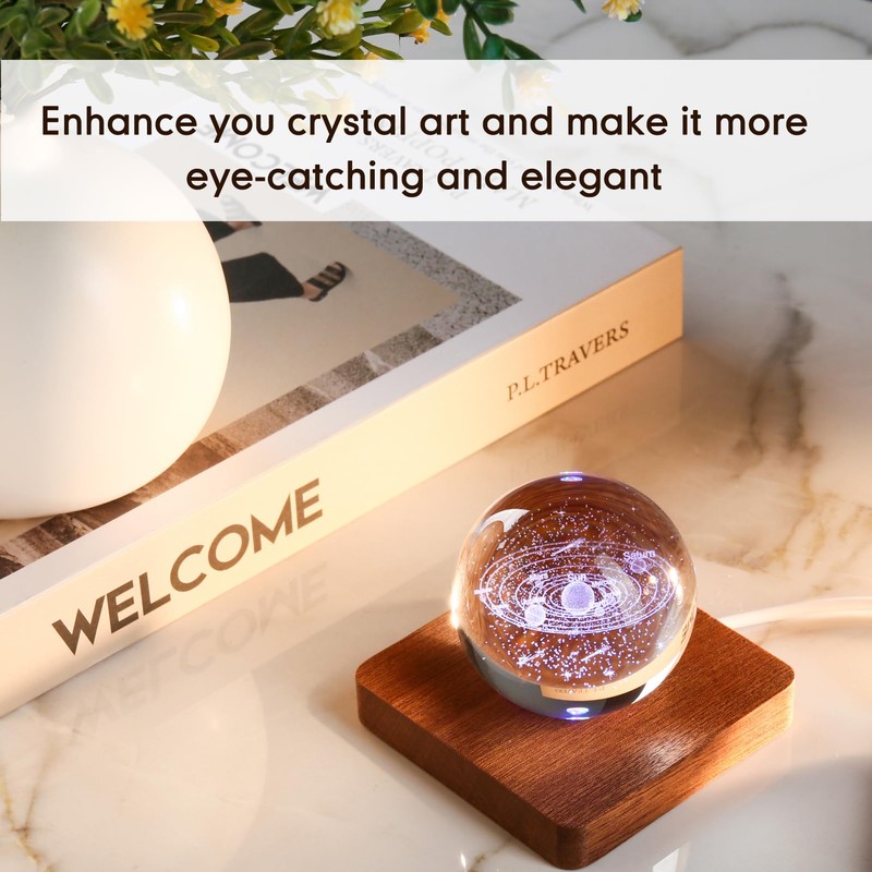 IFOLAINA LED Wood Light Base for Crystal Glass Art Crystal