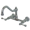 Kingston Brass Vintage Two-Handle 2-Hole Wall Mount Bathroom Faucet Polished