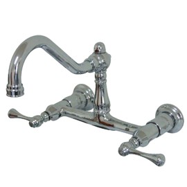 Kingston Brass Vintage Two-Handle 2-Hole Wall Mount Bathroom Faucet Polished Chrome Chrome Finish