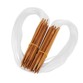18pcs Wooden Knitting Needles Set Double Point Circular Knitting Needle 0.2-1cm Sizes 80cm Length with Transparent Tube for Handmade Weave Diy Tools