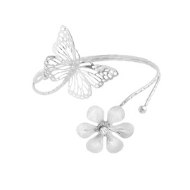 Fuqimanman2020 Upper Arm Cuff Bracelet Bangle for Women Gold Silver Boho Flower Butterfly Star Armlet Bracelet-Flower Silver