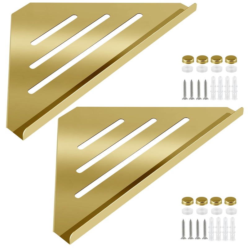 Sanbege 2 Pcs 304 Stainless Steel Corner Shelf with Screws,