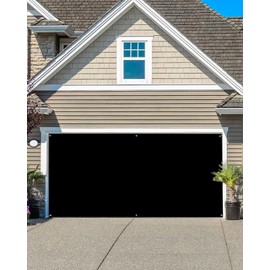 T&H XHome Garage Door Cover 7x8 FT, Pure Black Solid Color Garage Door Cover Hanging Backdrop Mural Garage Door Decorations for Holiday Party Outdoor Indoor