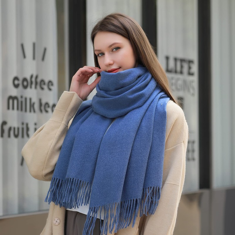 Masada Women's Winter Scarf, Warm and Soft Scarf, blue
