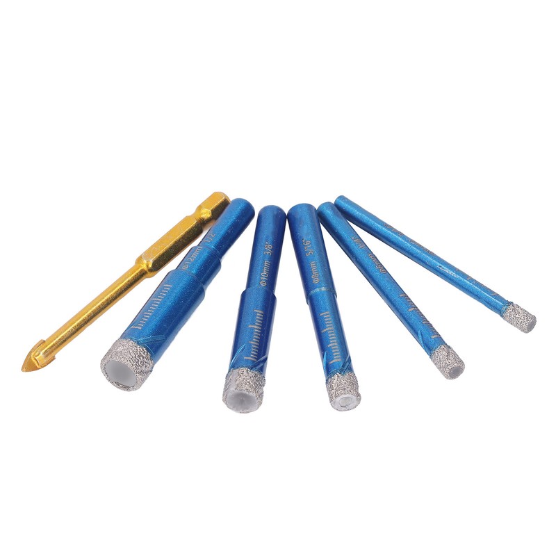 6PCS Brazed Dry Drill Bit Wear Resistant Vaccum Brazing Diamond