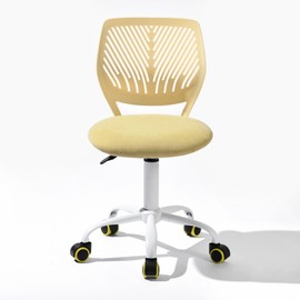 Homy Casa Students Computer Task Chair for Boys and Girls, Height Adjustable Armless Study Chair for Children, 360° Swivel Low-Back Task Chair for Home/Bedroom/School (Light Yellow)