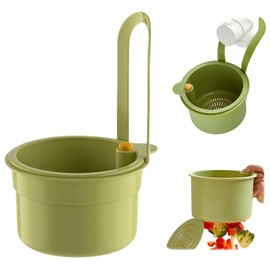 Sink Strainer, Large Green Sink Strainer Hanging, One Button Lid, Separable Filter, ABS PP, for Fruit Washing/Pasta Filter/Organiser in Kitchen