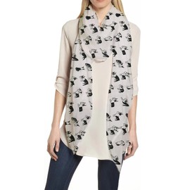 Lina & Lily Funny Boston Terrier Dog Print Scarf Shawl Lightweight (White)(Size: 180cm x 90cm)