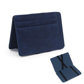 MultiValue Magic Wallet, Leather Mini Wallet with Coin Compartment, Flat Men's Wallet with 3 Card Slots, blue, Modern