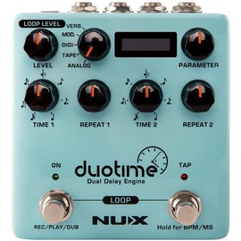 NUX Duotime Stereo Delay Pedal Bundle with Silver Snark Tuner and 3 MXR Patch Cables