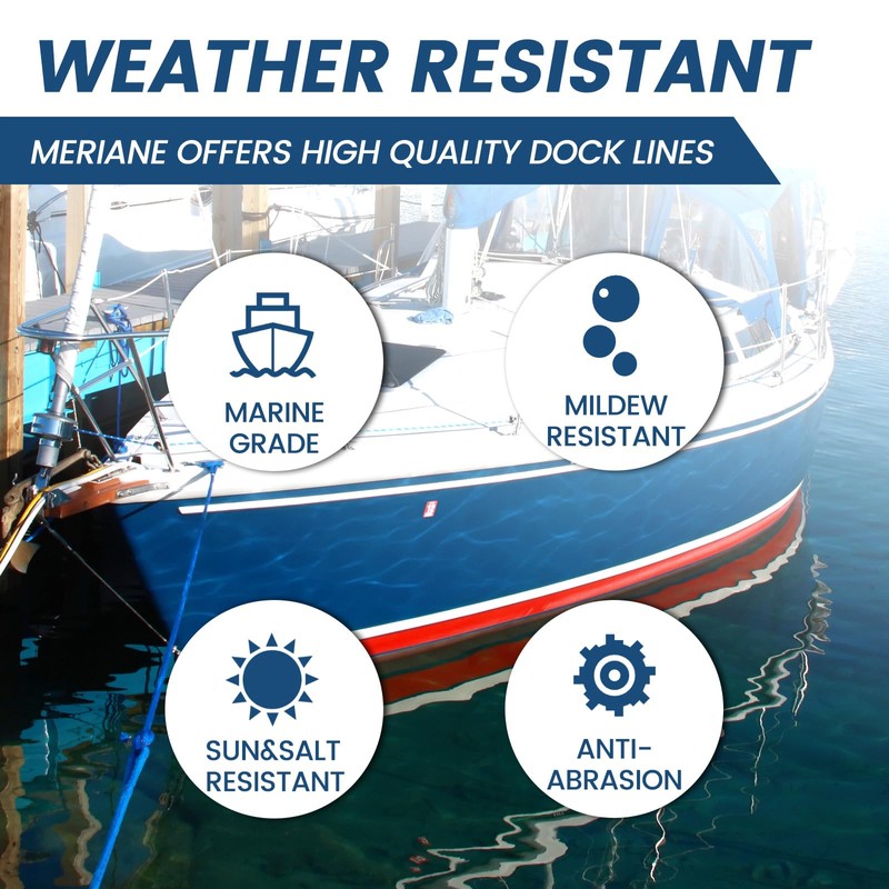 MERIANE Boat Dock Lines Marine Grade, 5/8" x 35' Double