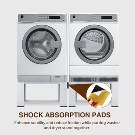 YAFFLaundry Pedestal for Washer and Dryer - Fit 27 and 28 Inch Washer and Dryer Stand Heavy Duty Steel 700lbs Capacity Universal Washing Machine Raiser 15.7'' Height White