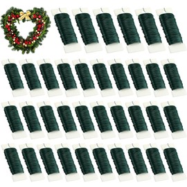 Ferraycle 24 Pack Green Floral Wire 38 Yards 22 Gauge Flexible Paddle Wire Florist Wire Christmas Wire Green Wire for Crafts, Christmas Wreaths Tree, Garland and Floral Flower Arrangements