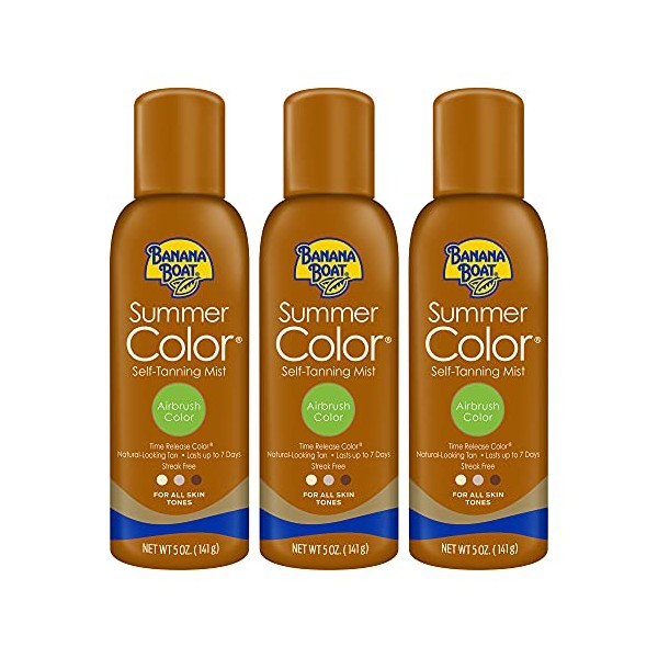 Banana Boat Summer Color Sunless Self Tanning Mist for All Skin Tones, Airbrush Color, Reef Friendly, 5oz. - Pack of 3