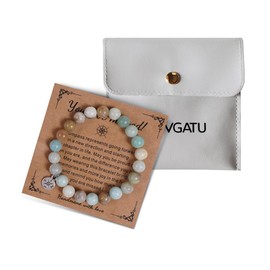 Going Away Goodbye Gifts for Coworkers Women Men, Compass Farewell Natural Stone Beads Bracelet, Employee Birthday Graduation Retirement Inspirational Gift Friend 2024 (Woman(Assorted colors))