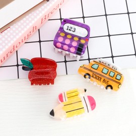 Vovii 4Pcs Pencil School Bus and Apple Calculator Claw Clips for Back to School, Cute Unique Teacher Hair Clips for Funny Teacher Accessories Appreciation Gift