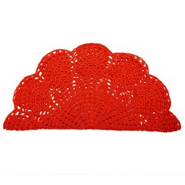 BOMHCS 12 in - 14 in Round Lace Doily Home Decor Doilies Handmade Crochet Flower Placemats Kitchen Tableware (Pack of 1 PC, Red)