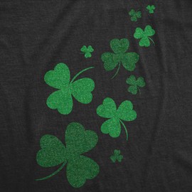 Crazy Dog T-Shirts Women's St Patricks Day T Shirt C Glitter Shamrock Graphic Tee, Funny Irish Clover Top - Black - XXL