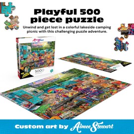 Buffalo Games - Aimee Stewart - Family Campsite - Look Closer - 500 Piece Jigsaw Puzzle for Adults with 10 Hidden Images - Challenging Puzzle for Game Nights - Finished Size 21.25 x 15.00