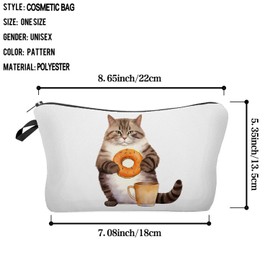 Livel lhood Donut Cat Makeup Bag Cute Small Organizer Zipper Pouch Chubby Kitten Cosmetic Bag Birthday Present for Donut Lovers Cat Mom Women Friends-2, hzj0791