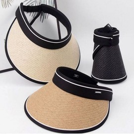 Roll-up Portable UV Sun Visor Hat Travel Dark Beige