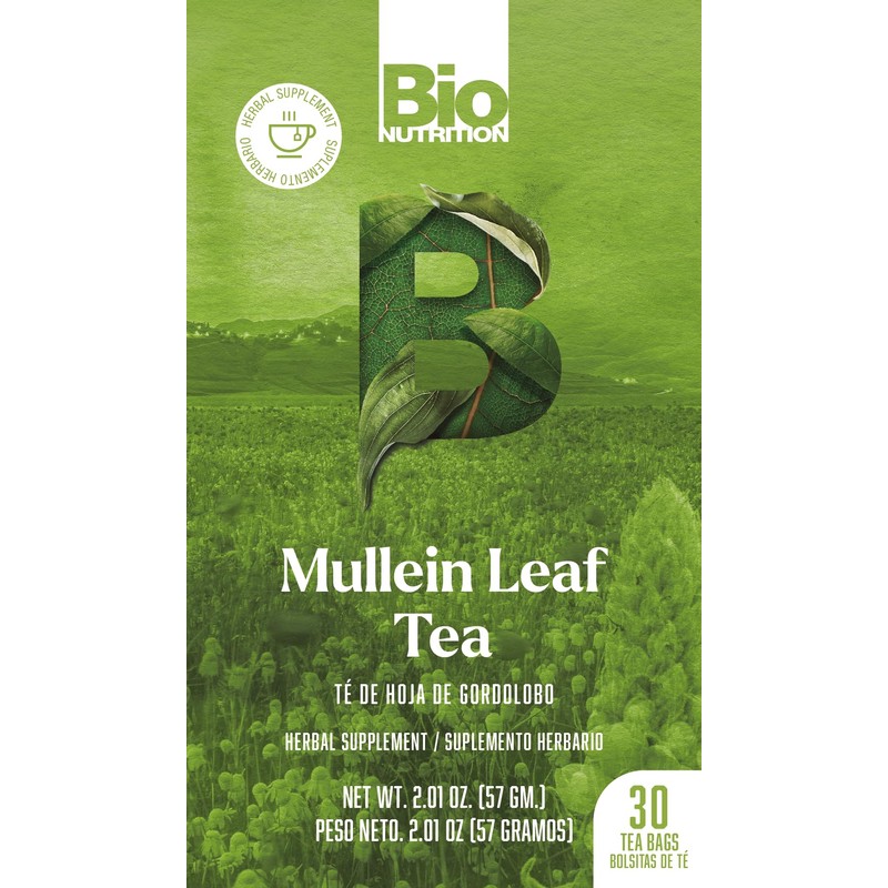 Bio Nutrition Mullein Leaf Tea, Herbal Supplement, 30 Tea Bags,