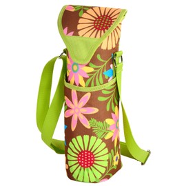 Picnic at Ascot Insulated Wine/Water Bottle Tote with Shoulder Strap - Floral