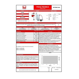 DICA, Sistema DICA Dual para W.C., Acabado Blanco y Rojo, Plastico, Hule, Sistema con Válvula de Admisión con Flotador Interno y Válvula de Descarga,