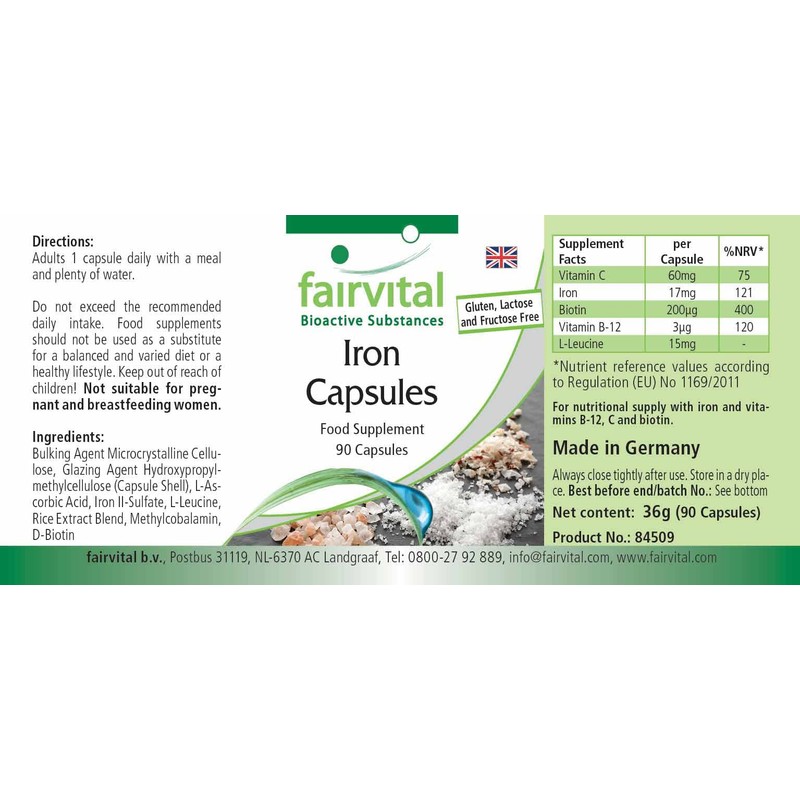 Fairvital | Eisen Kapseln plus Vitamin C, Biotin u. B12
