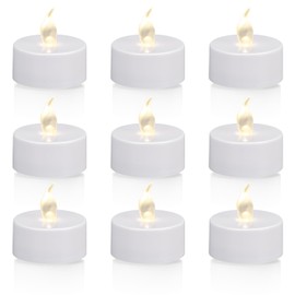 KOABY 12 Pack Tea Lights with Timer, Battery Operated Flameless Flickering Tea Lights with Timer(12 Pack, Warm White)