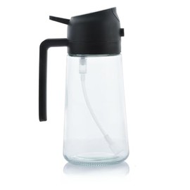 Oil Sprayer for Cooking, 16oz/470ml 2 In 1 Glass Olive Oil Sprayr & pourer for Kitchen, Air Fryer, Cooking, Salad, BBQ (Black)