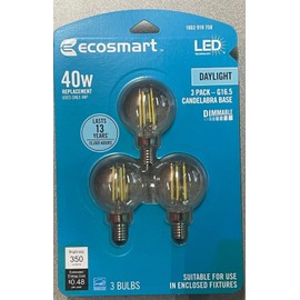 Eco-Smart EcoSmart 40W G16.5 GLOBE DDIMMABLE CANDELABRA BASE DAYLIGHT B11 NEW