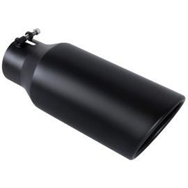 EVERESTWAY Stainless Steel 4 Inch Inlet Diesel Exhaust Tip Tailpipe, 6" Outlet 15" Long Rolled End Angle Cut Bolt On Exhaust Tail Pipe 4"x6"x15" Black Powder Coated Universal Car