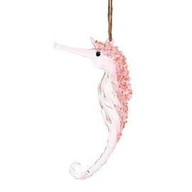 Kurt Adler Glass Pink Seahorse Ornament, 6"