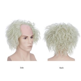 BUYOGET Cosplay Wigs Mens White Blonde Short Curly Wig Mad Scientist Einstein Bald Wig for Halloween Party Movie
