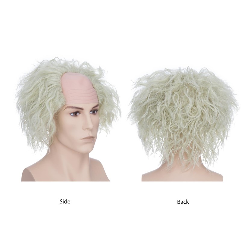 BUYOGET Cosplay Wigs Mens White Blonde Short Curly Wig Mad