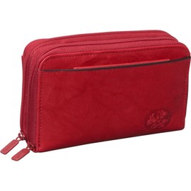 Buxton Women's Heiress Double Zip Organizer, Red, One Size