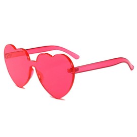 Yoela OLIN Heart Thick Oversized Rimless Sunglasses One Piece Heart Shape Eyewear Colored Sunglasses for Women Rose Heart