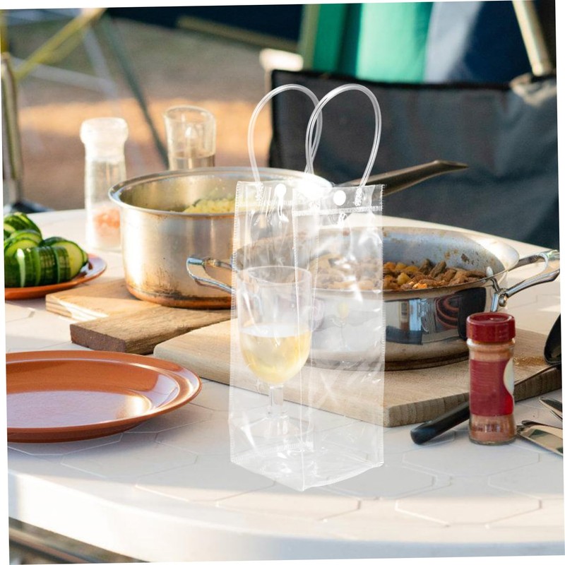 LIFKOME 5 Pcs Portable Ice Wine Bags Reusable PVC Beverage