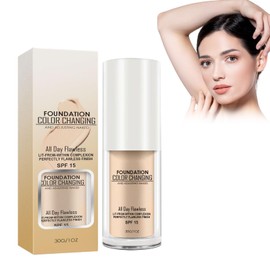 Colour-changing foundation for mature skin, colour changing primer for ageing skin, colour-changing liquid foundation, moisturising liquid make-up cream, liquid foundation