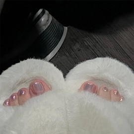 Outyua Chrome Fake Toenails Square Glossy Press on Toenail Short False Toes Nails Acrylic Artificial Toe nails for Women and Girls 24Pcs