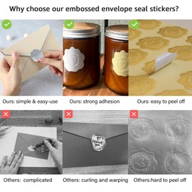 PigPotParty 100 PCS Gold Embossed Wax Seal-Like (Heart) Envelope Seal, Foil Love Stickers for Valentine Day/Wedding/Bridal Shower Invitations-Thank You Greeting Cards-Party Favors, Self-Adhesive
