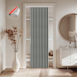 Jilron Accordian Door Curtain,Install Adhesive Track 100% Blackout Doorway Curtains,Suitable for Bedroom,Closet,Interior Room Divider,Gray 55" W×78" L,1 Piece